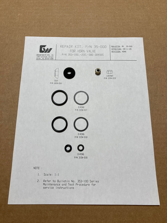 NEW Graham-White 35-000 Horn Valve Rebuild Kit Locomotive Train Horn