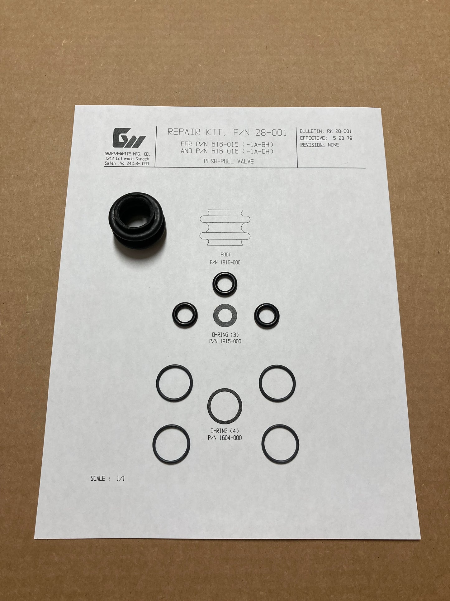 NEW Graham-White 28-001 Bell Valve Rebuild Kit Locomotive Train Bell